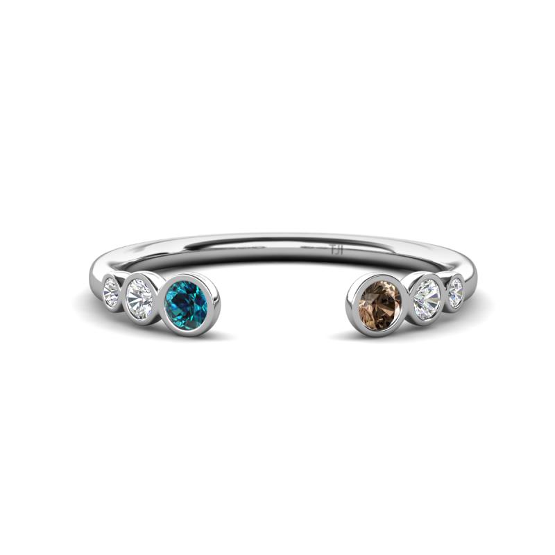Makena Blue Diamond and Smoky Quartz Open Wedding Band 