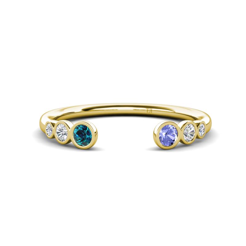 Makena Blue Diamond and Tanzanite Open Wedding Band 