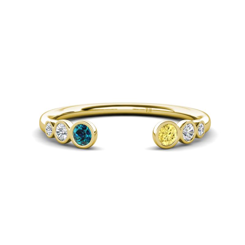 Makena Blue Diamond and Yellow Sapphire Open Wedding Band 
