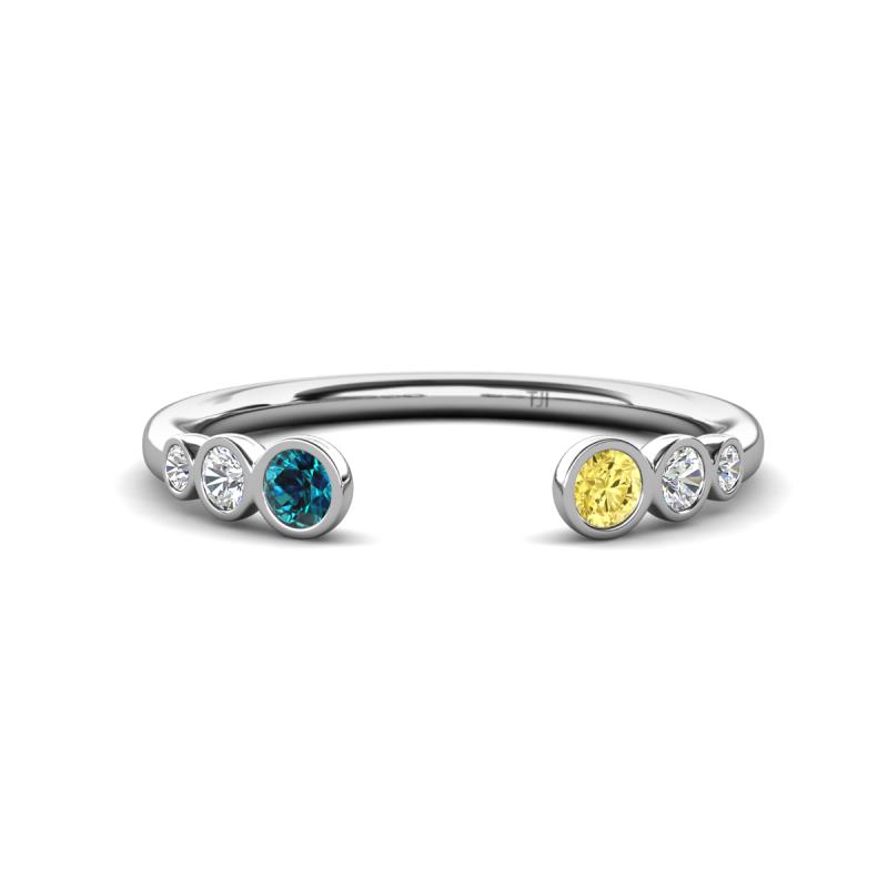 Makena Blue Diamond and Yellow Sapphire Open Wedding Band 