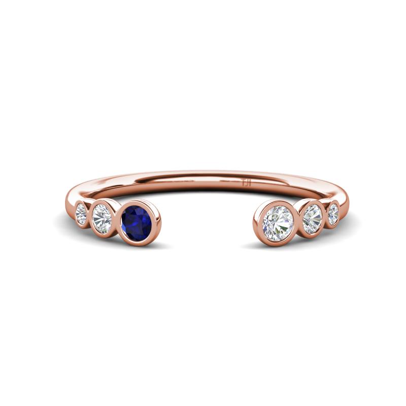 Makena Blue Sapphire and Lab Grown Diamonds Open Wedding Band 
