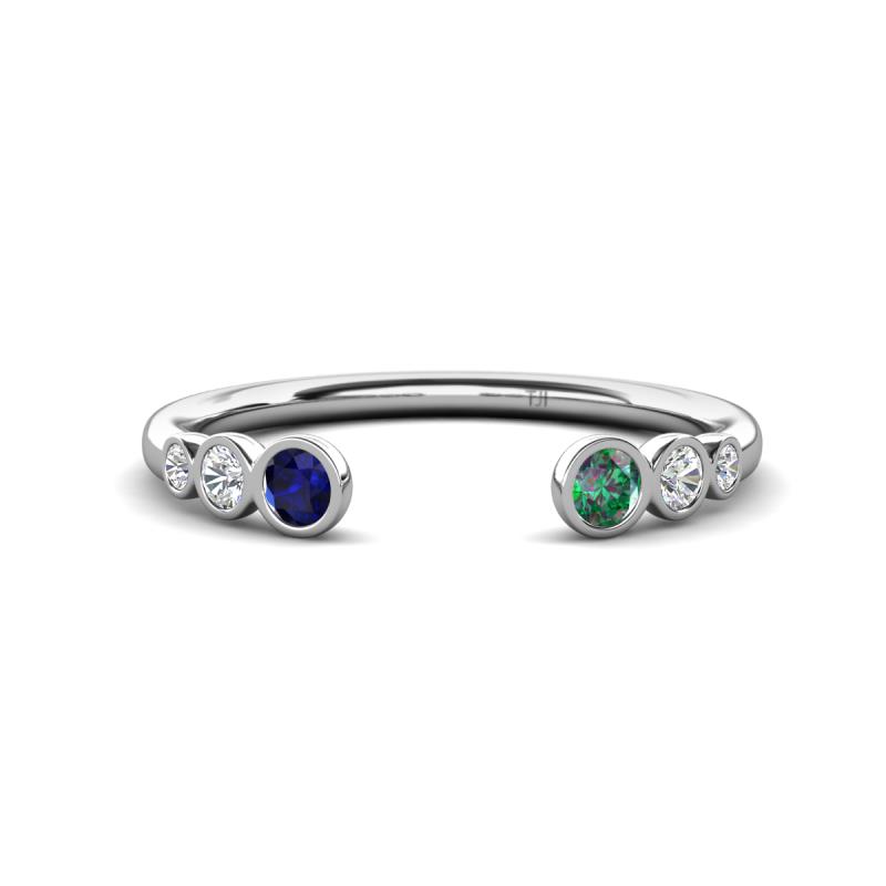 Makena Blue Sapphire and Created Alexandrite Open Wedding Band 