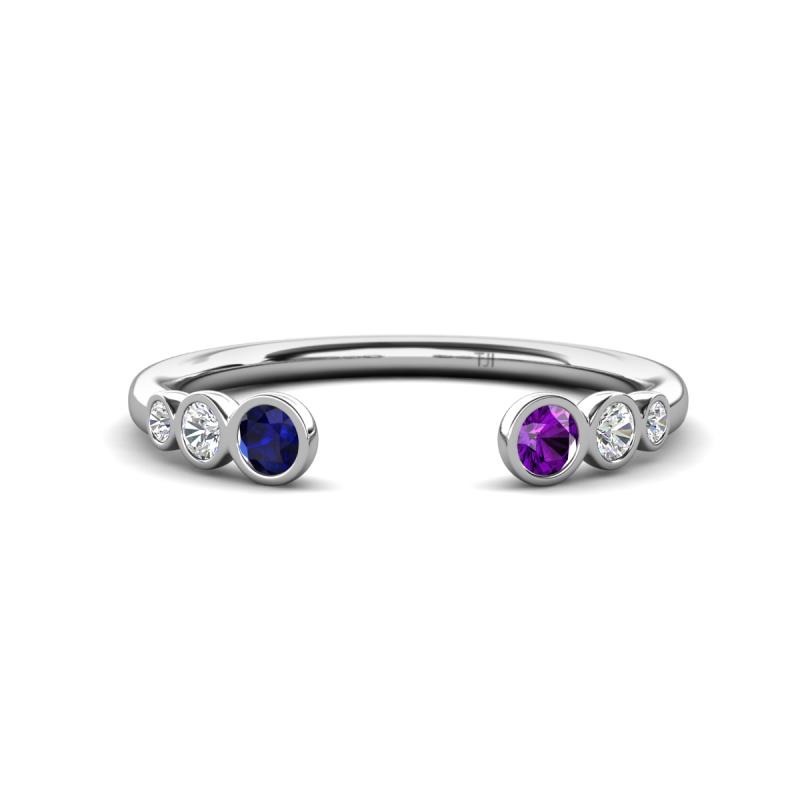 Makena Blue Sapphire and Amethyst Open Wedding Band 