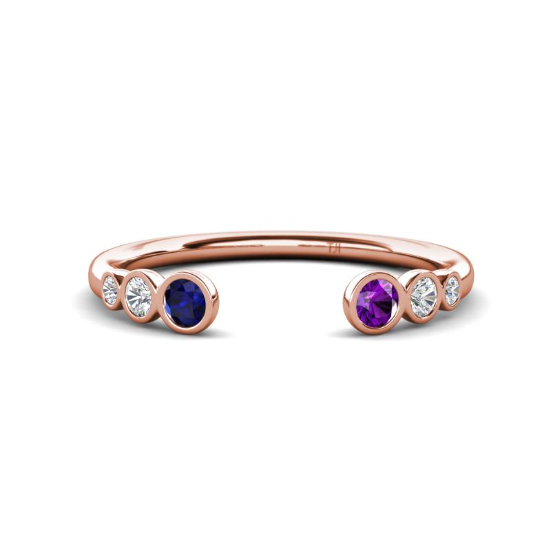 Makena Blue Sapphire and Amethyst Open Wedding Band 