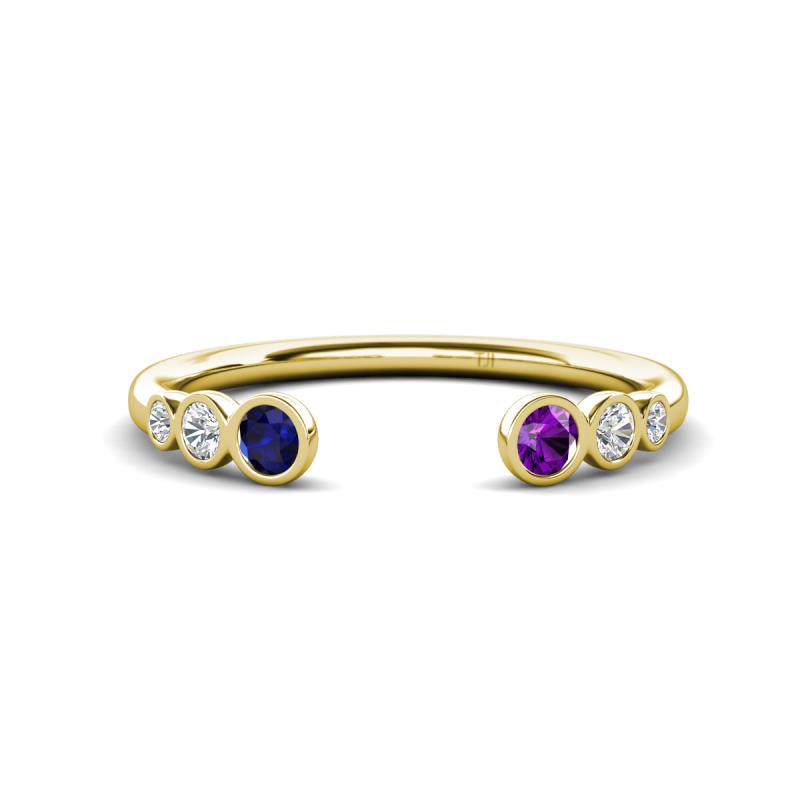 Makena Blue Sapphire and Amethyst Open Wedding Band 