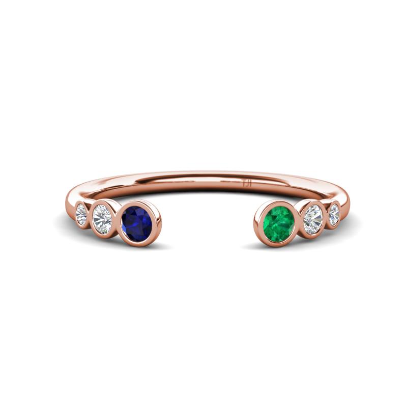 Makena Blue Sapphire and Emerald Open Wedding Band 