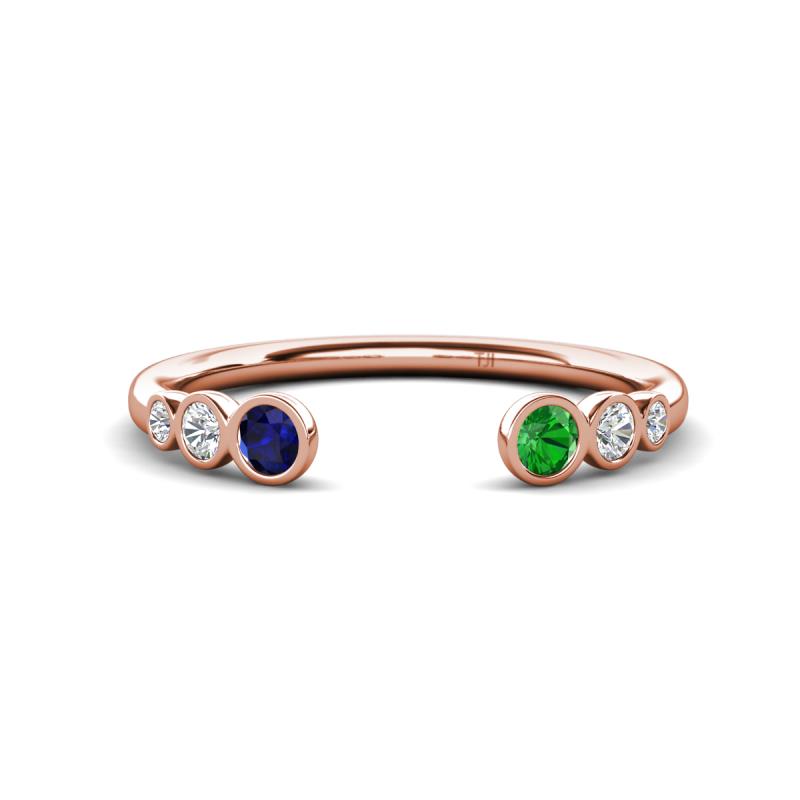 Makena Blue Sapphire and Green Garnet Open Wedding Band 