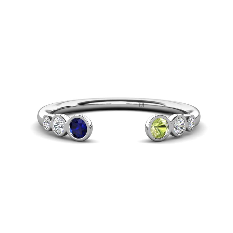 Makena Blue Sapphire and Peridot Open Wedding Band 