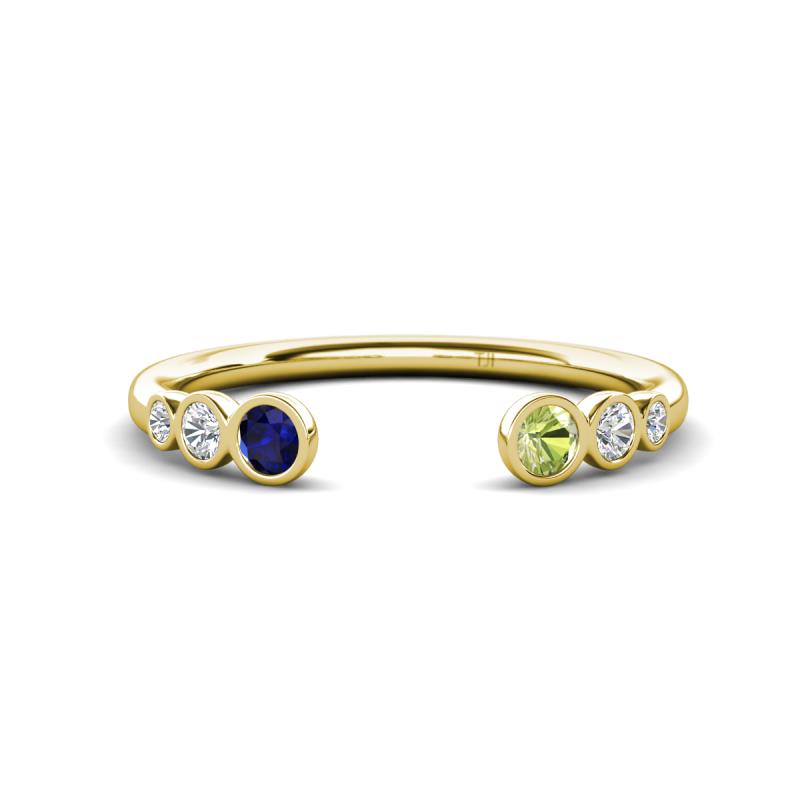 Makena Blue Sapphire and Peridot Open Wedding Band 