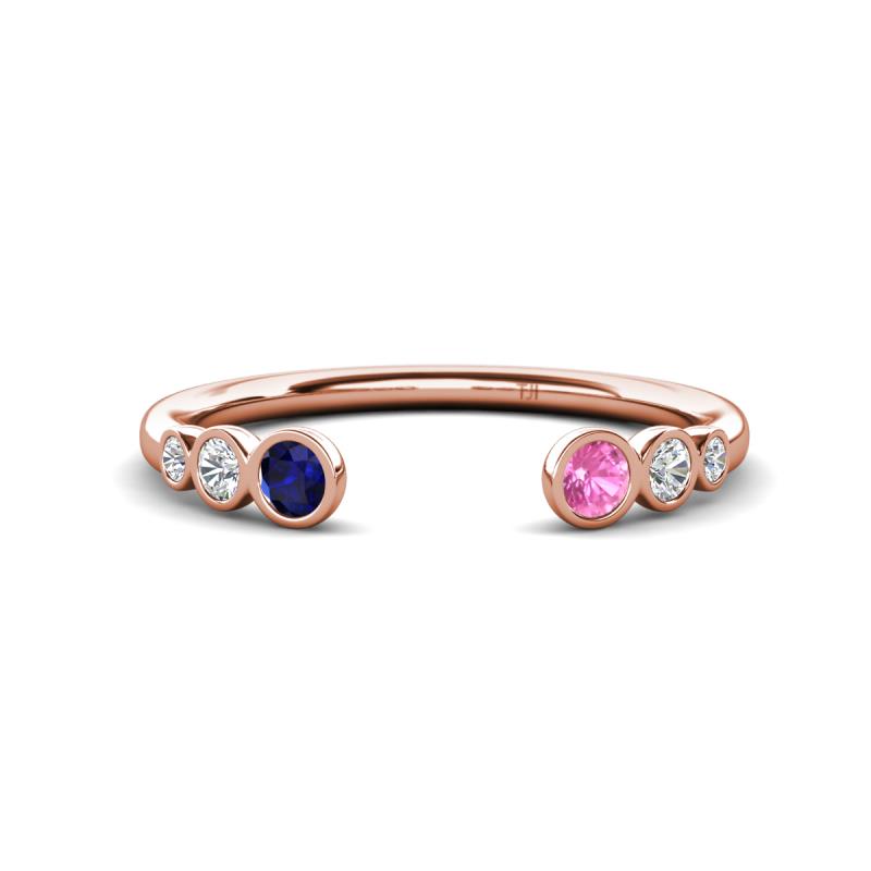 Makena Blue Sapphire and Pink Sapphire Open Wedding Band 