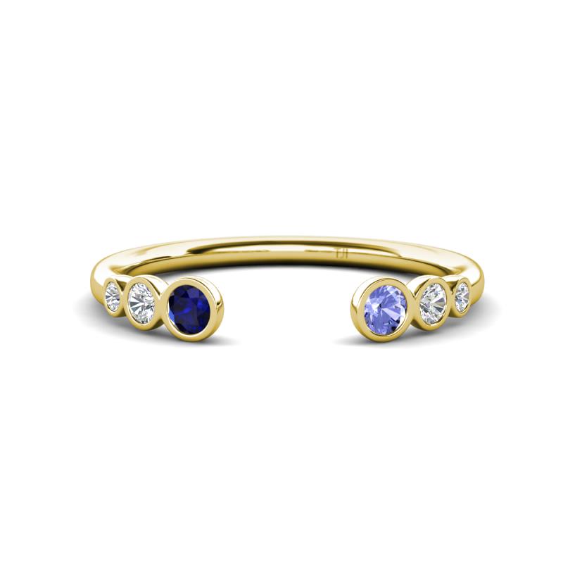 Makena Blue Sapphire and Tanzanite Open Wedding Band 