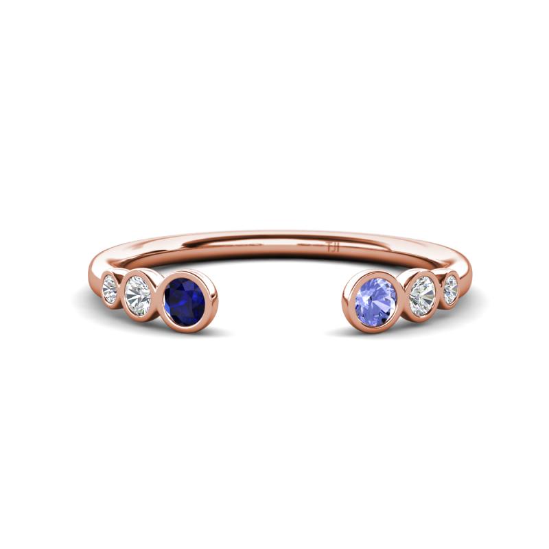 Makena Blue Sapphire and Tanzanite Open Wedding Band 