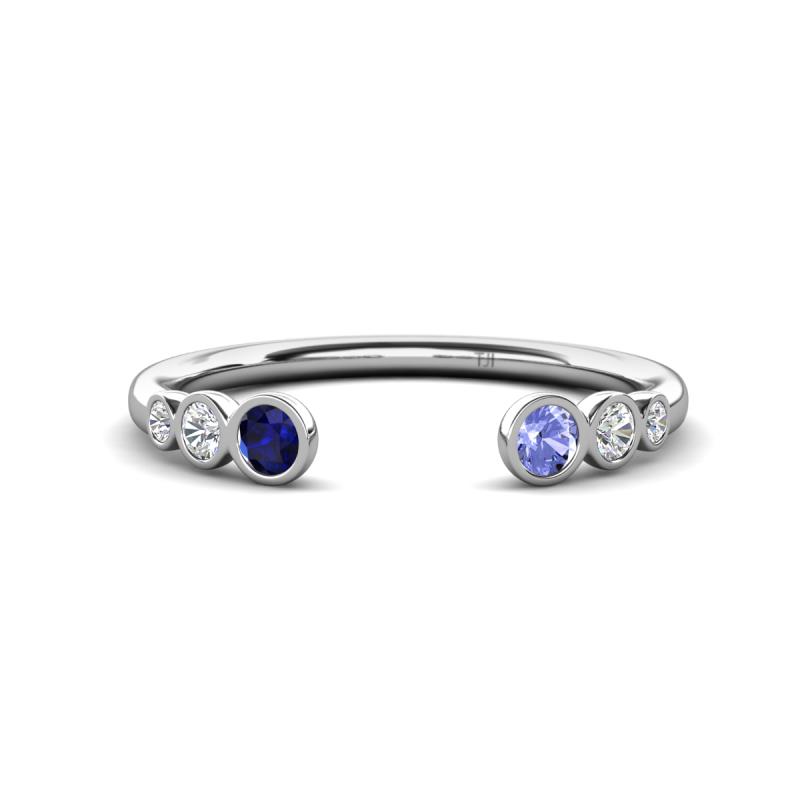 Makena Blue Sapphire and Tanzanite Open Wedding Band 