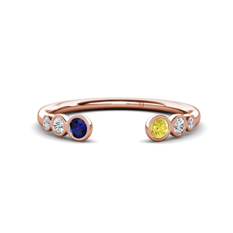 Makena Blue Sapphire and Yellow Diamond Open Wedding Band 