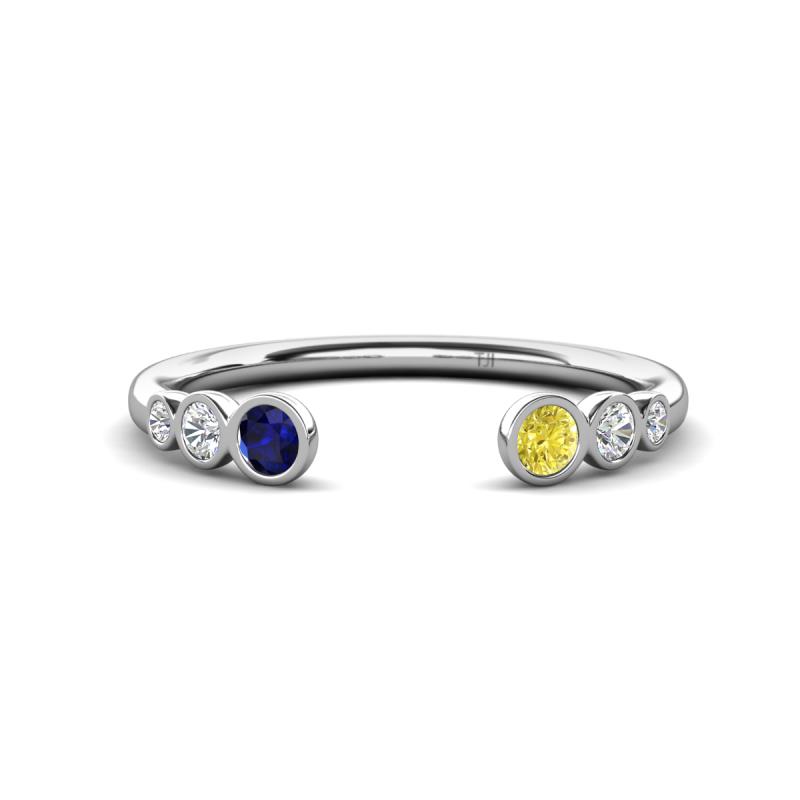 Makena Blue Sapphire and Yellow Diamond Open Wedding Band 