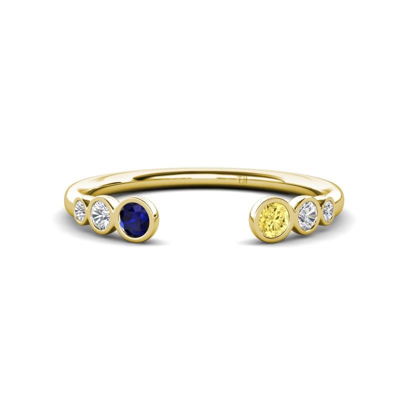 Makena Blue Sapphire and Yellow Sapphire Open Wedding Band 