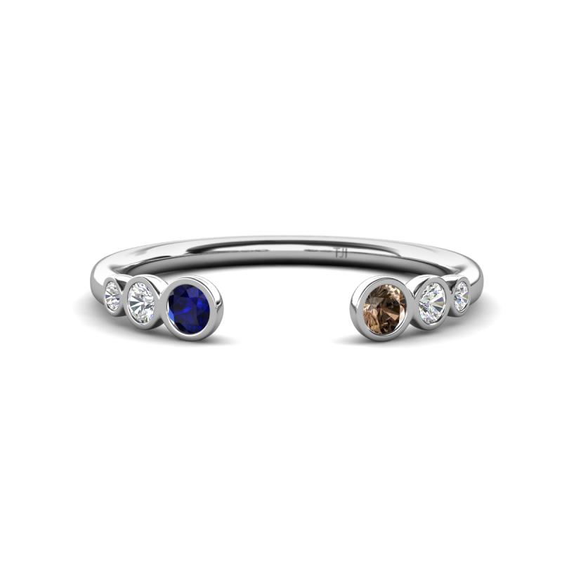 Makena Blue Sapphire and Smoky Quartz Open Wedding Band 