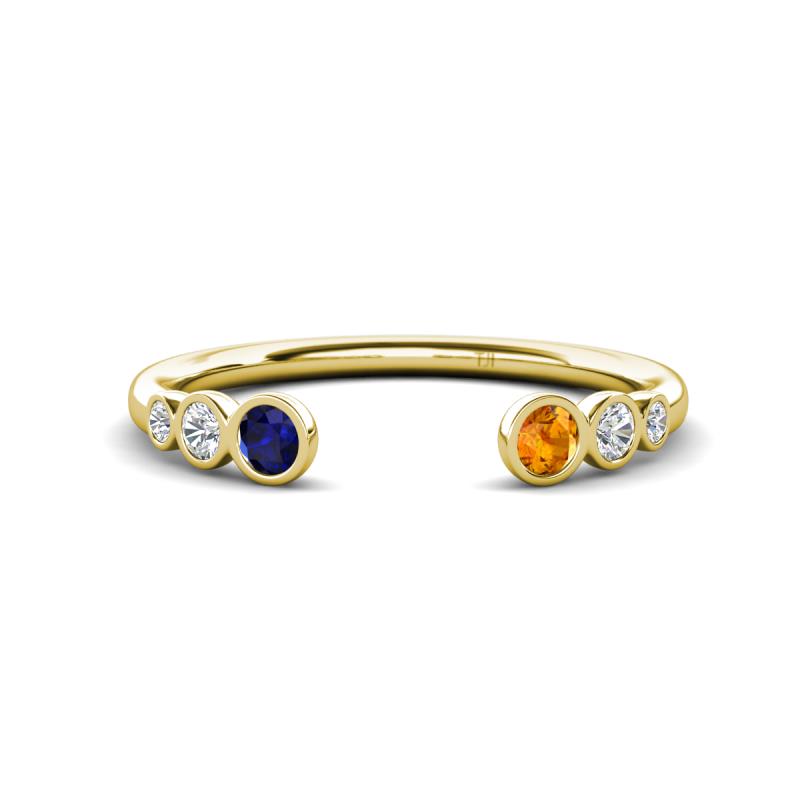 Makena Blue Sapphire and Citrine Open Wedding Band 