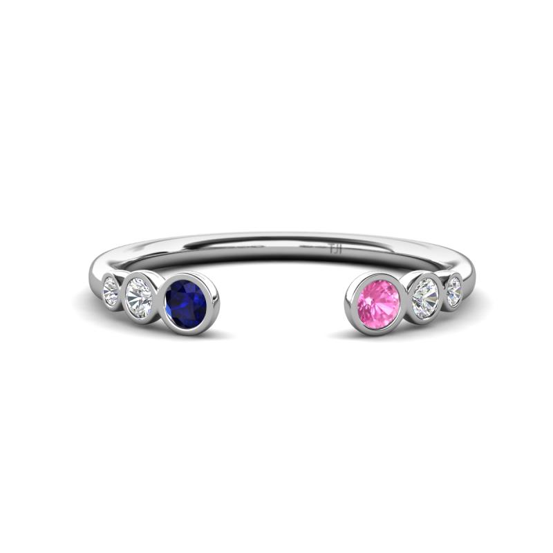 Makena Blue Sapphire and Pink Sapphire Open Wedding Band 