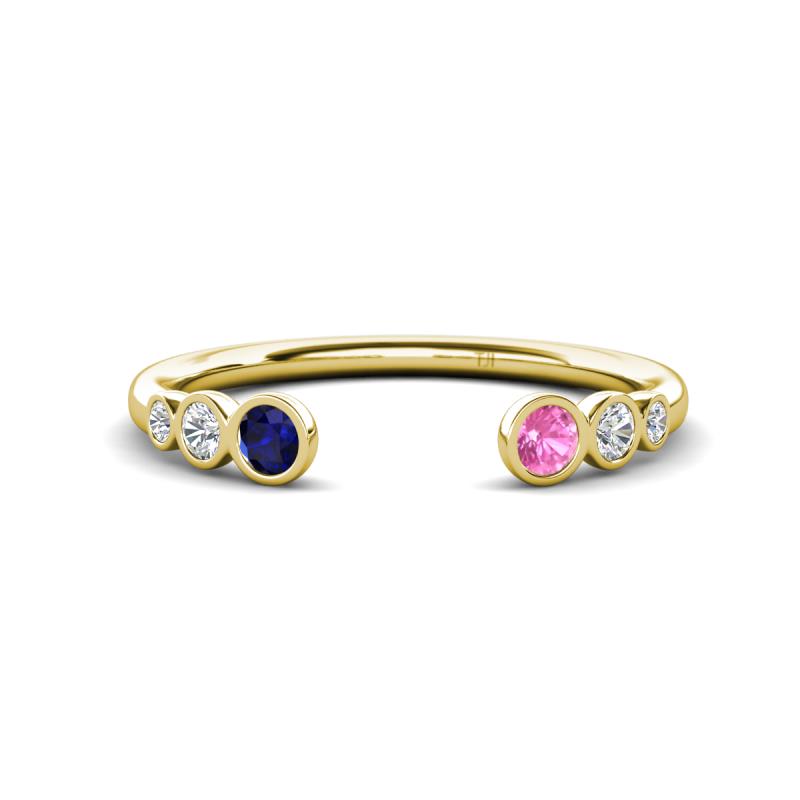 Makena Blue Sapphire and Pink Sapphire Open Wedding Band 