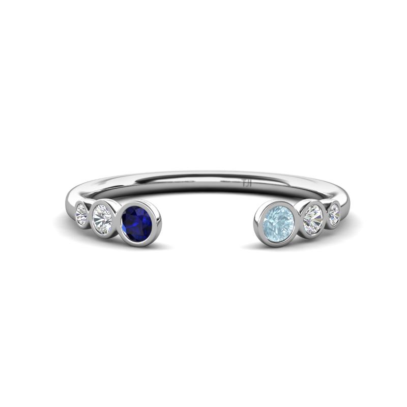 Makena Blue Sapphire and Aquamarine Open Wedding Band 