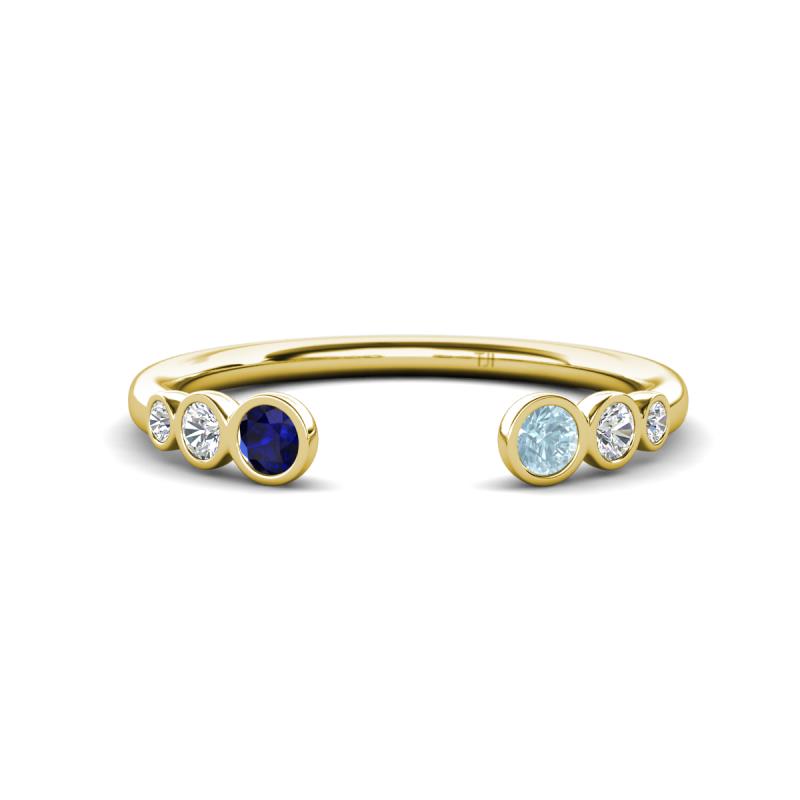 Makena Blue Sapphire and Aquamarine Open Wedding Band 
