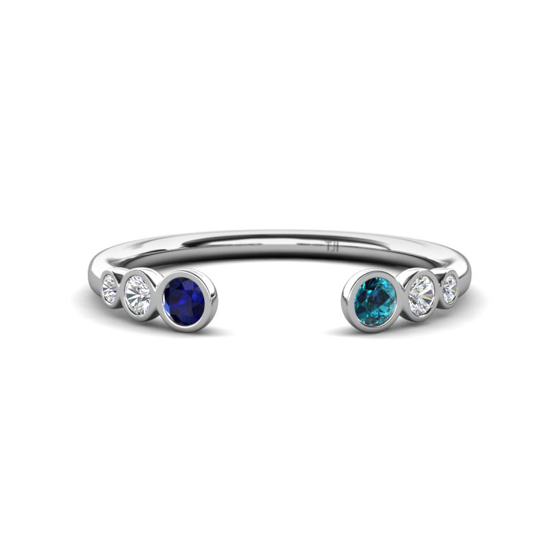 Makena Blue Sapphire and Blue Diamond Open Wedding Band 