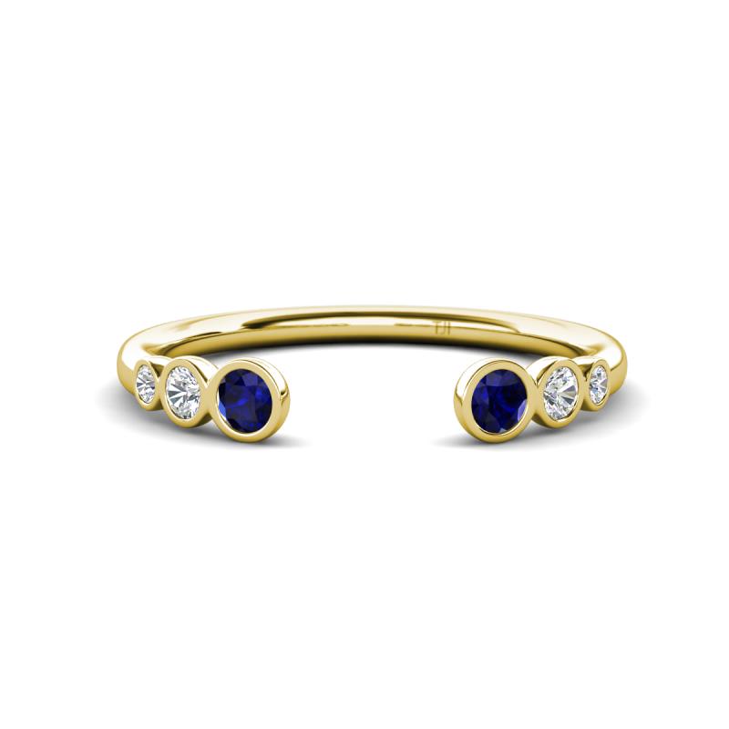 Makena Blue Sapphire and Lab Grown Diamonds Open Wedding Band 