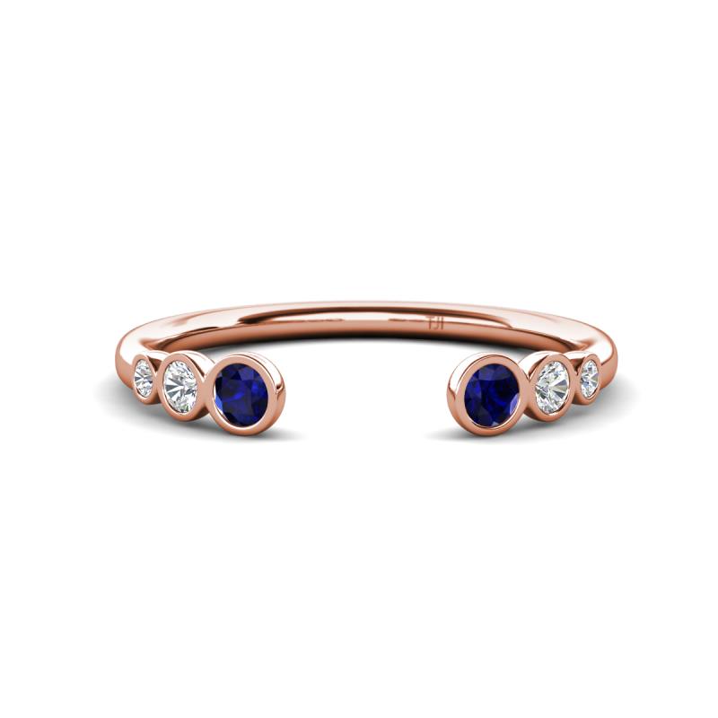 Makena Blue Sapphire and Lab Grown Diamonds Open Wedding Band 