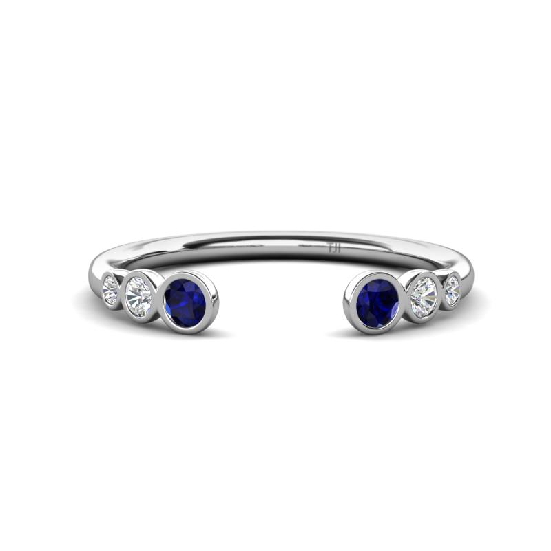 Makena Blue Sapphire and Lab Grown Diamonds Open Wedding Band 