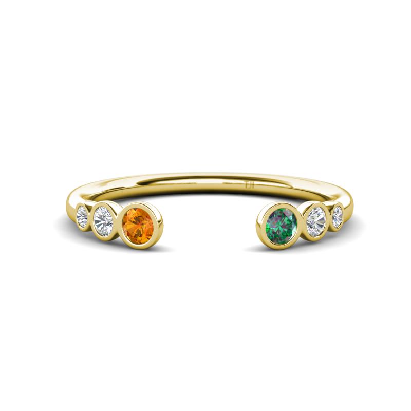 Makena Citrine and Created Alexandrite Open Wedding Band 