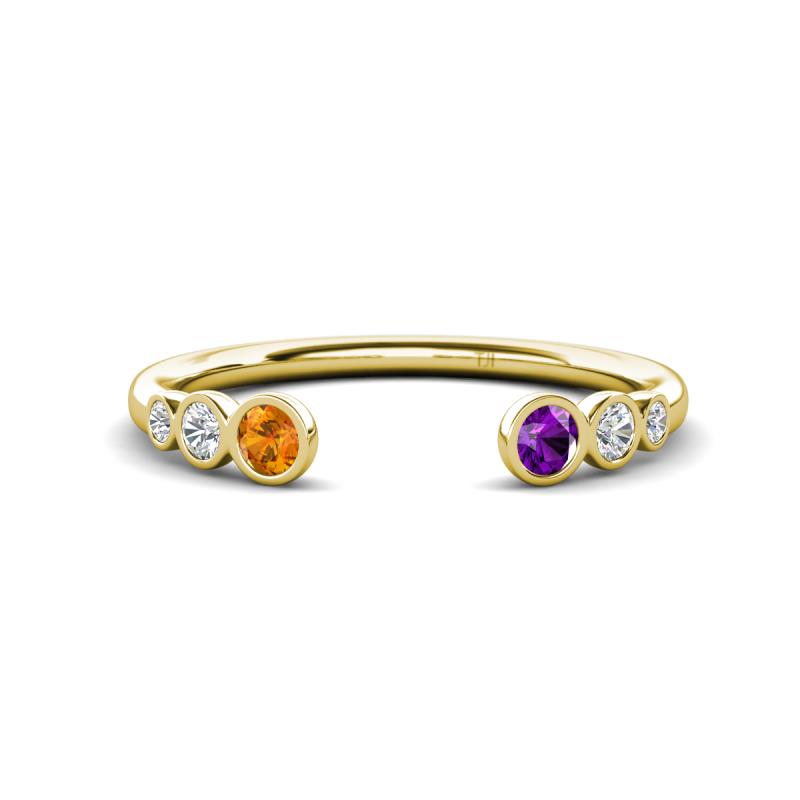 Makena Citrine and Amethyst Open Wedding Band 