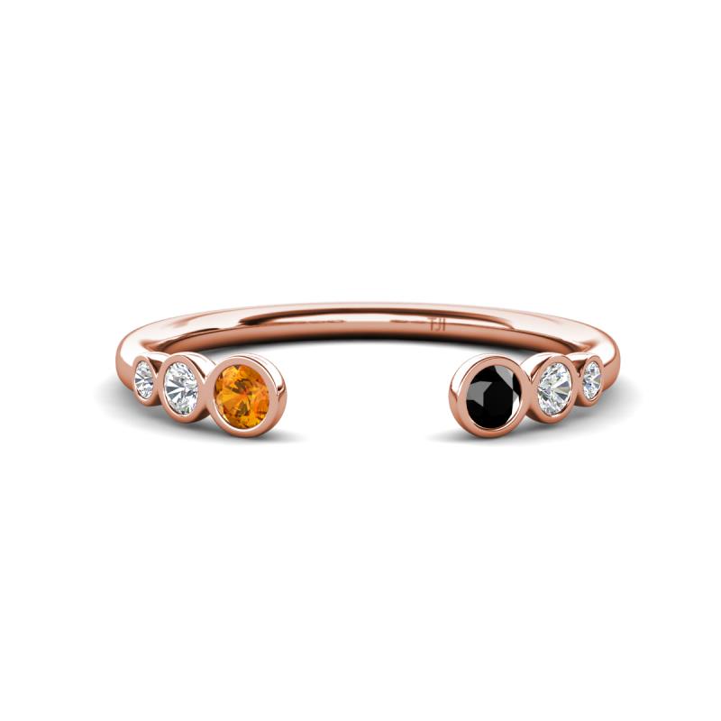 Makena Citrine and Black Diamond Open Wedding Band 