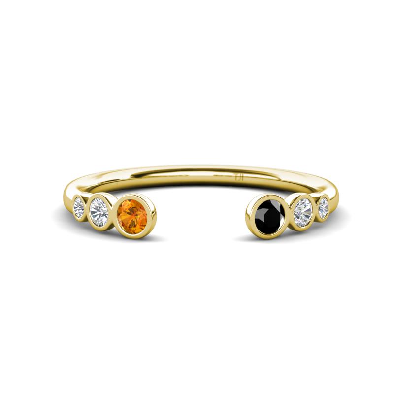 Makena Citrine and Black Diamond Open Wedding Band 