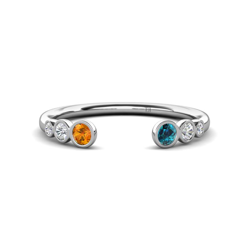 Makena Citrine and Blue Diamond Open Wedding Band 