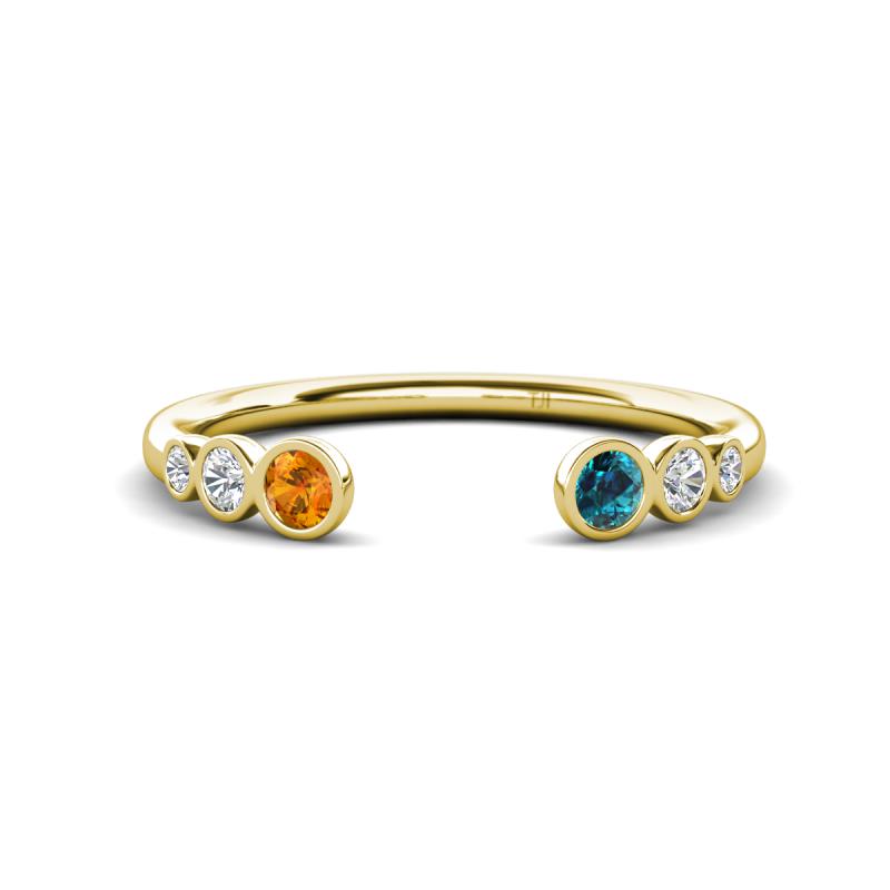 Makena Citrine and Blue Diamond Open Wedding Band 