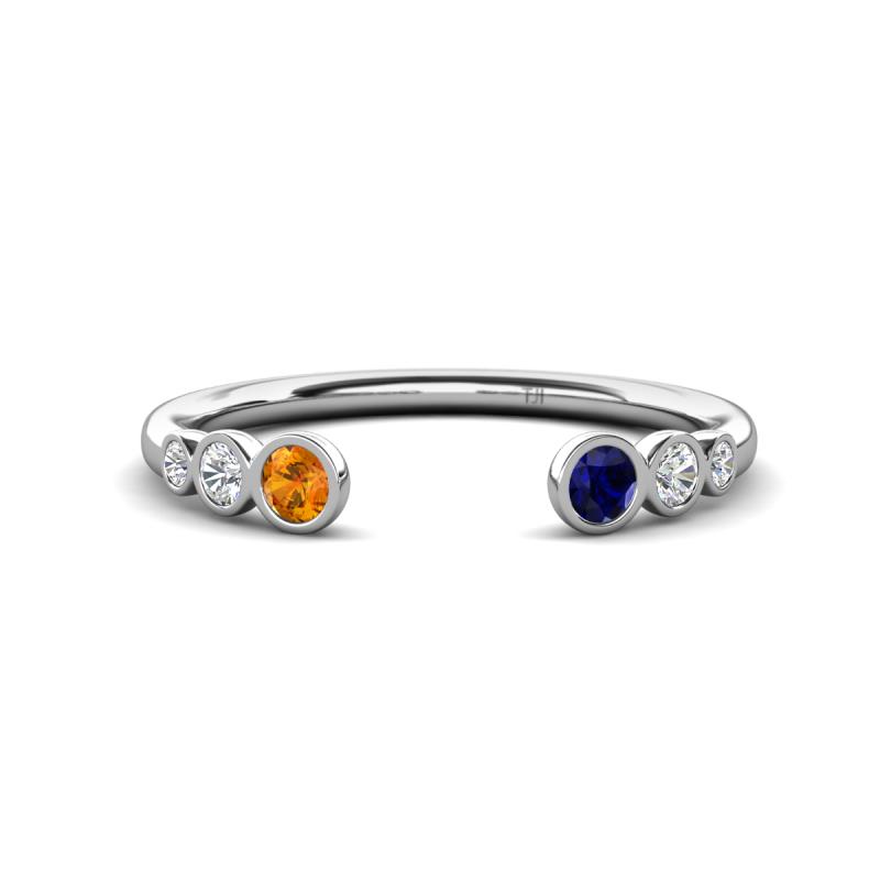 Makena Citrine and Blue Sapphire Open Wedding Band 