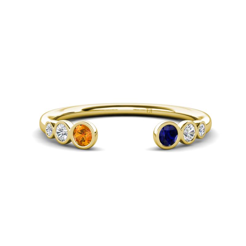 Makena Citrine and Blue Sapphire Open Wedding Band 