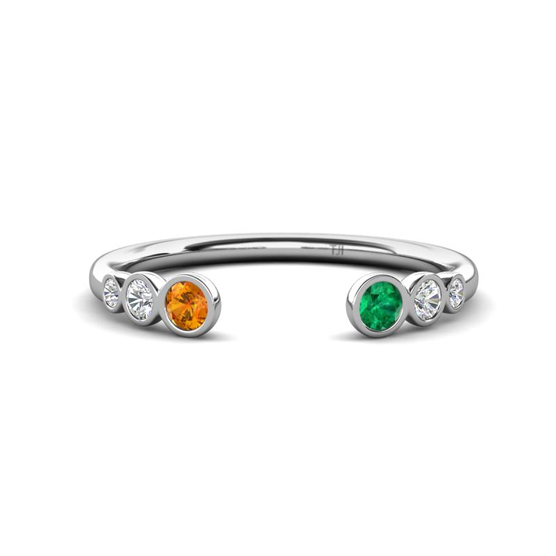 Makena Citrine and Emerald Open Wedding Band 