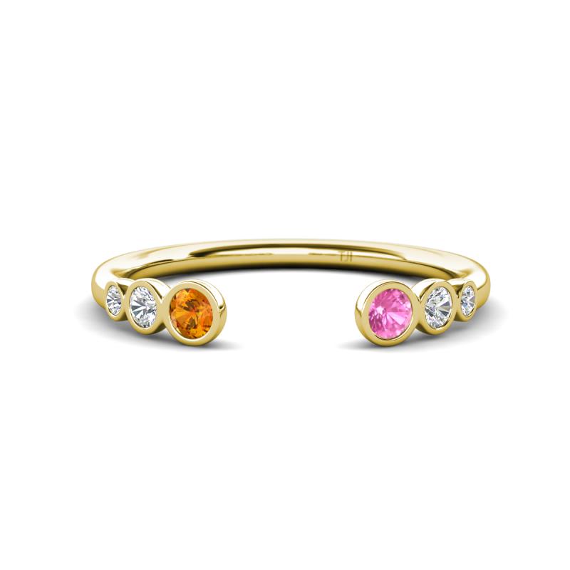 Makena Citrine and Pink Sapphire Open Wedding Band 