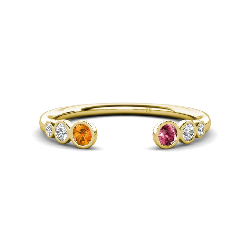 Makena Citrine and Pink Tourmaline Open Wedding Band 