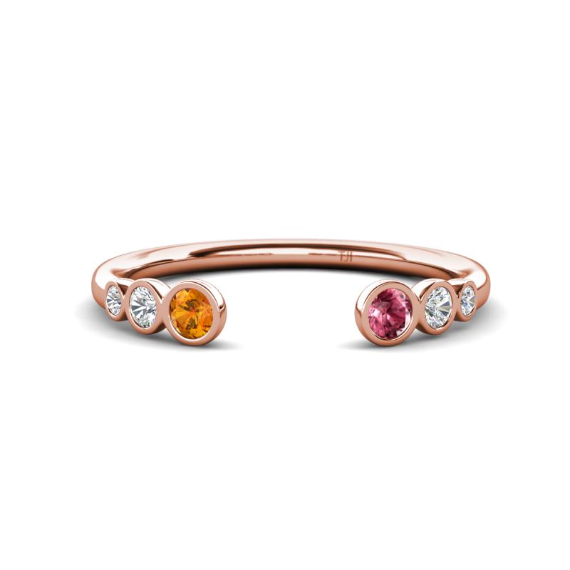 Makena Citrine and Pink Tourmaline Open Wedding Band 