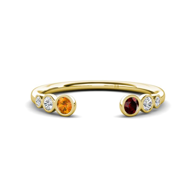 Makena Citrine and Red Garnet Open Wedding Band 