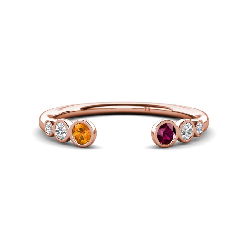 Makena Citrine and Rhodolite Garnet Open Wedding Band 