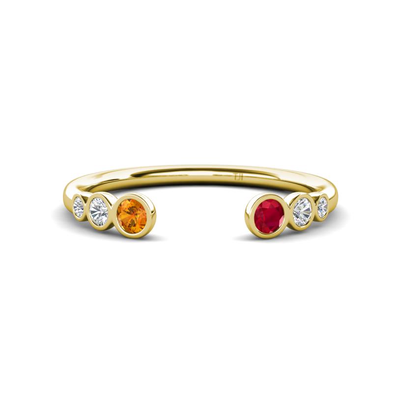 Makena Citrine and Ruby Open Wedding Band 