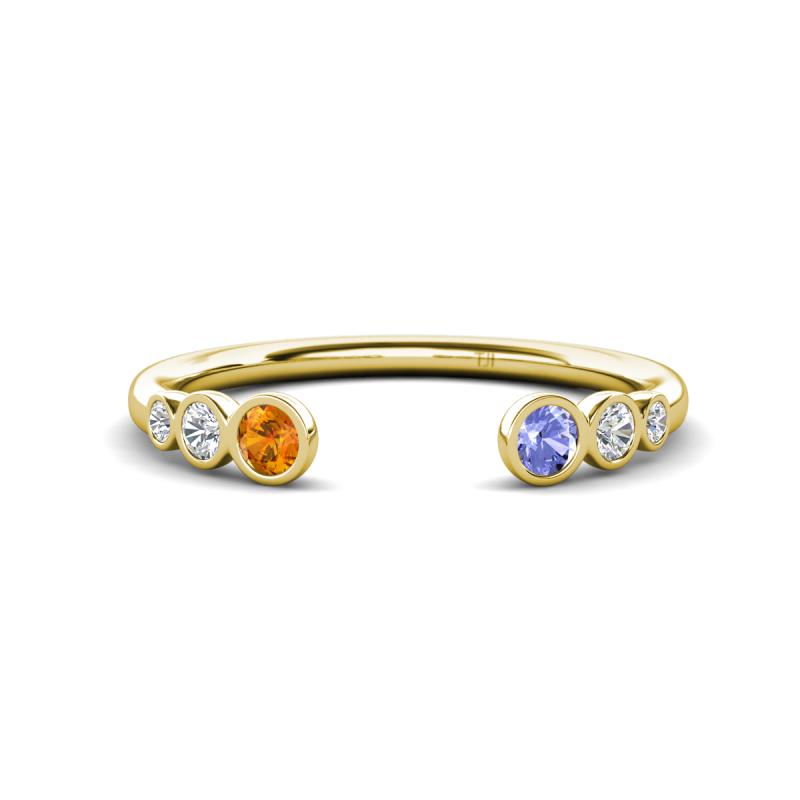 Makena Citrine and Tanzanite Open Wedding Band 