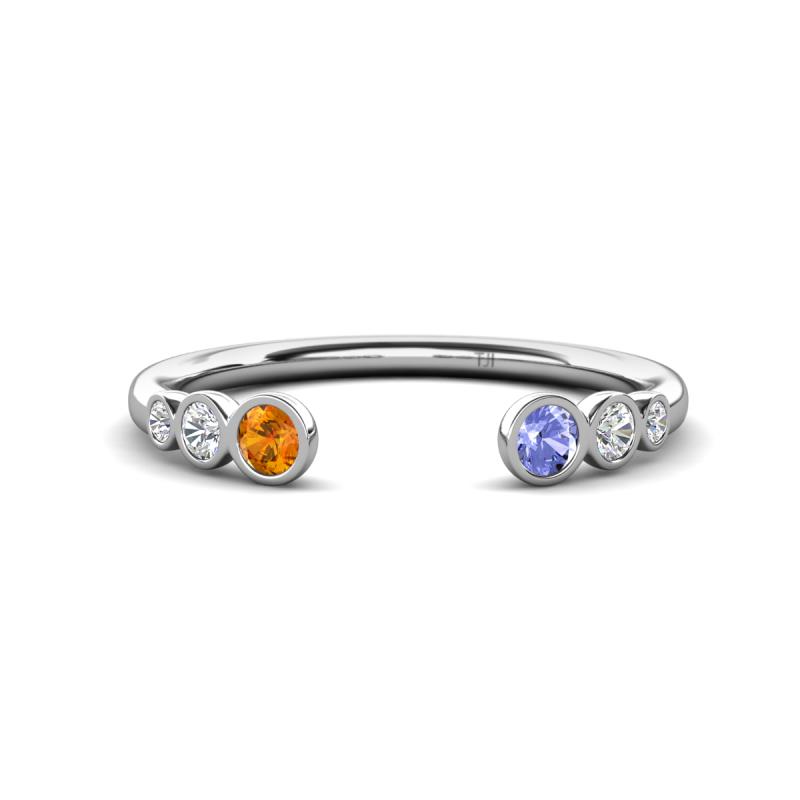 Makena Citrine and Tanzanite Open Wedding Band 