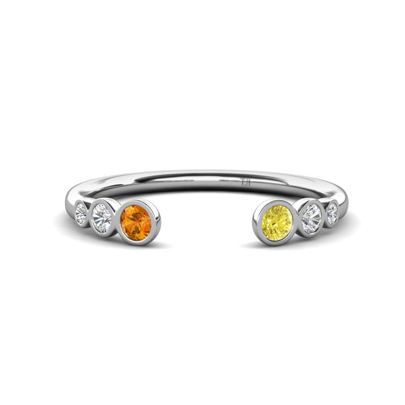 Makena Citrine and Yellow Diamond Open Wedding Band 