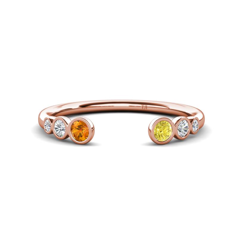 Makena Citrine and Yellow Diamond Open Wedding Band 