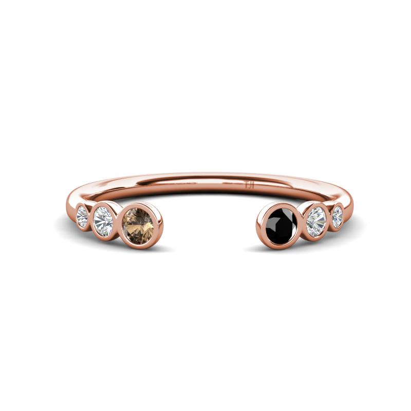 Makena Smoky Quartz and Black Diamond Open Wedding Band 